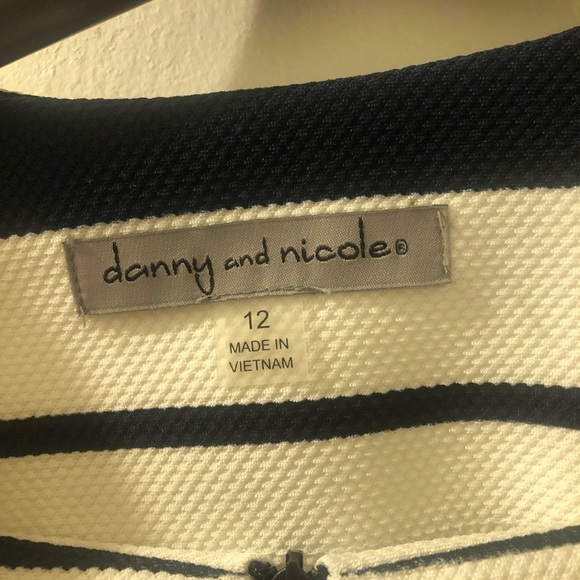 Navy blue stripes with white dress with jacket set size 12 new with tag - Picture 4 of 5